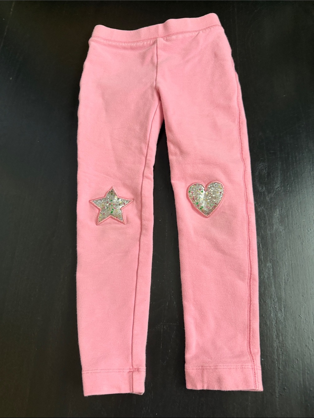 Crewcuts Pink Leggings with Sparkle Star & Heart Knees